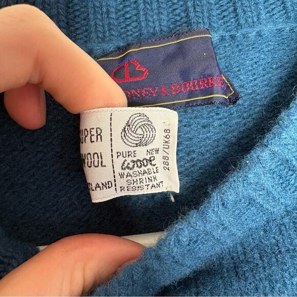 Dooney & Bourke 100% Lambswool Sweater Blue Knit Pre Shrunk Fall Women’s Small - Picture 7 of 8